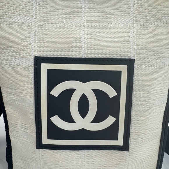 CHANEL Coco Mark Sport Line Mini Logo Bag White Black - Picture 3 of 15